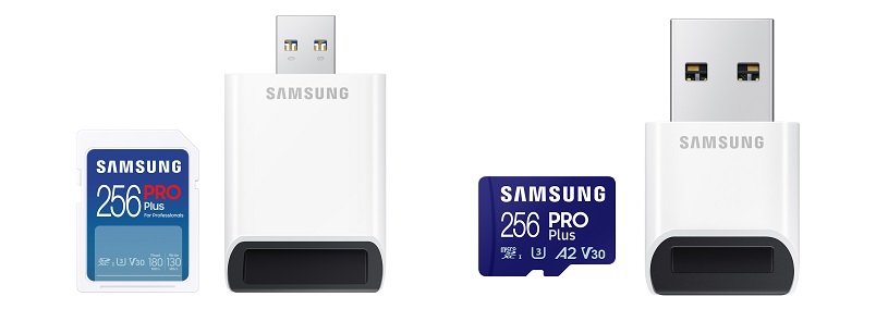 Samsung PRO Plus SD cards with readers
