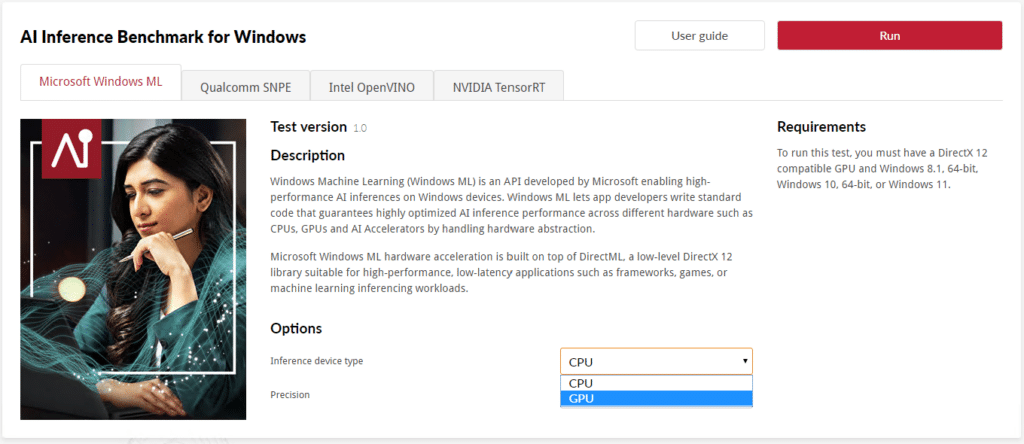 UL Procyon AI Inference Benchmark description