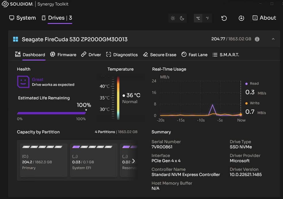 Solidigm Synergy 2.0 Dashboard