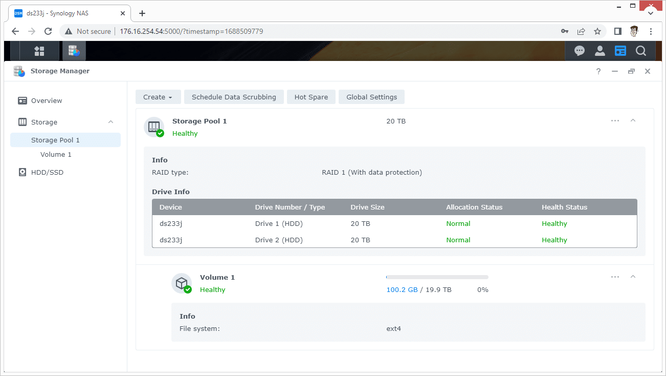 Test du NAS Synology DS223j