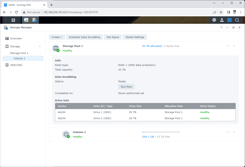 Synology DS224+ Storage