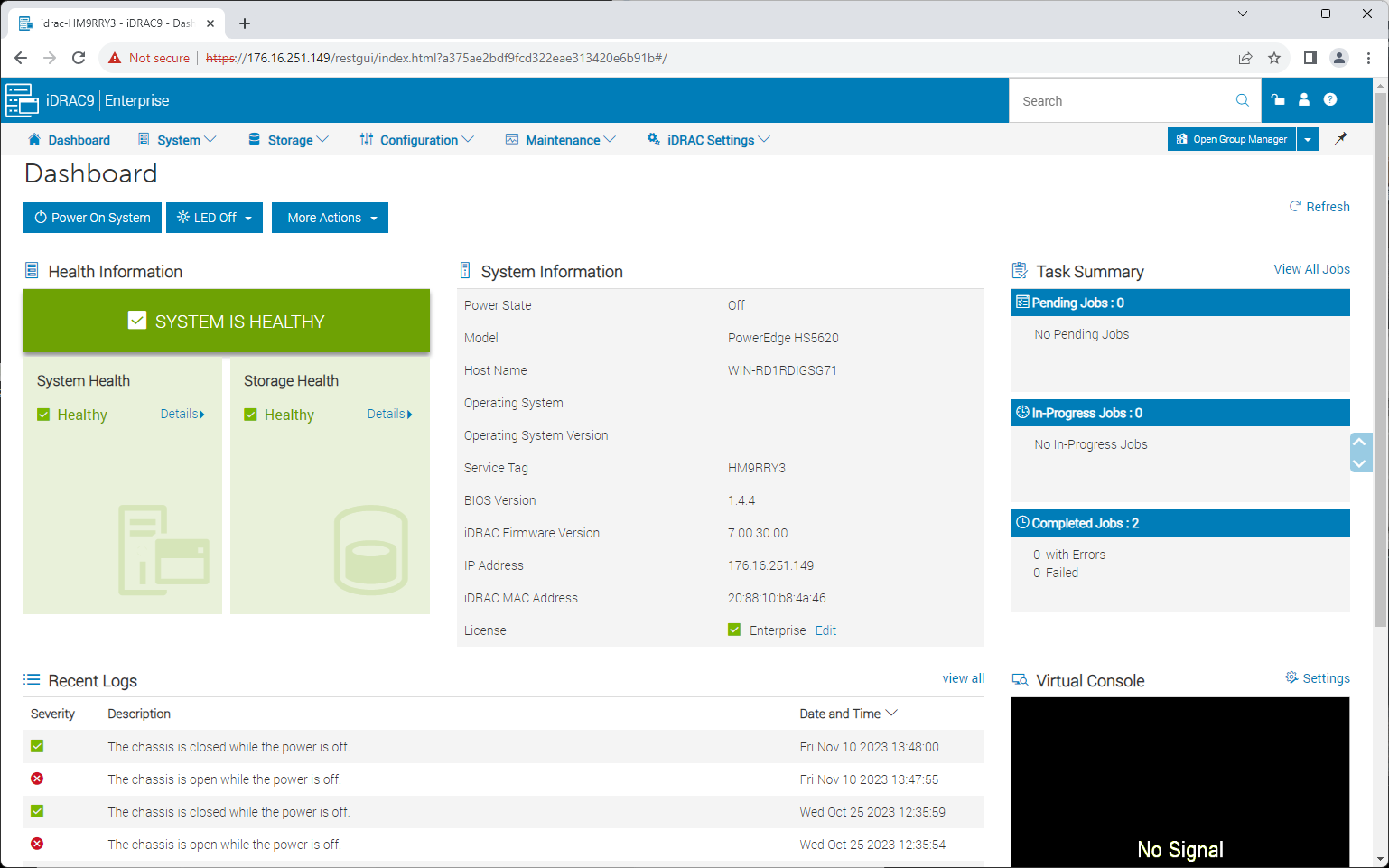 Dell iDRAC Dashboard