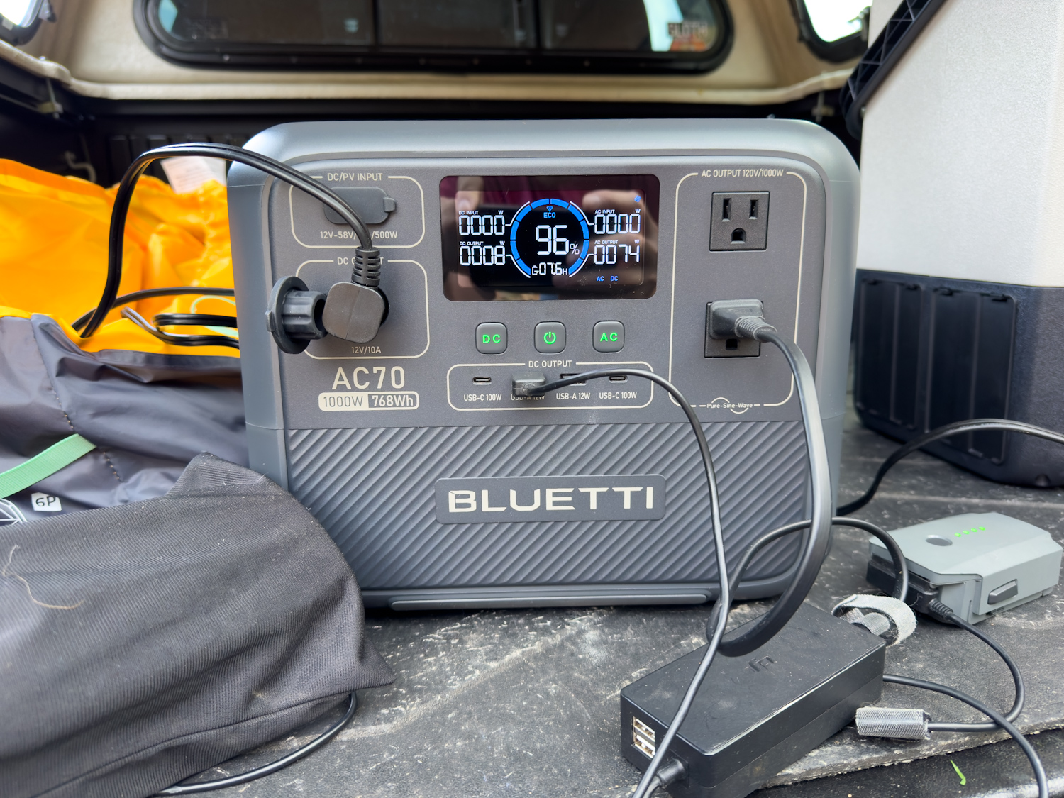 Bluetti AC70 in the truck bed
