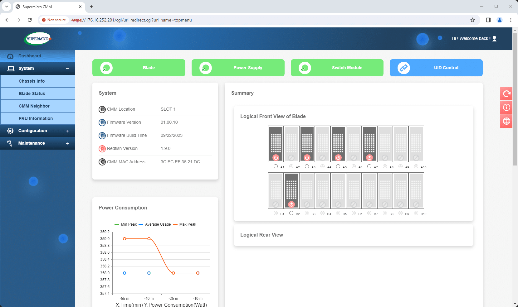 Gestión del chasis Supermicro X13 SuperBlade