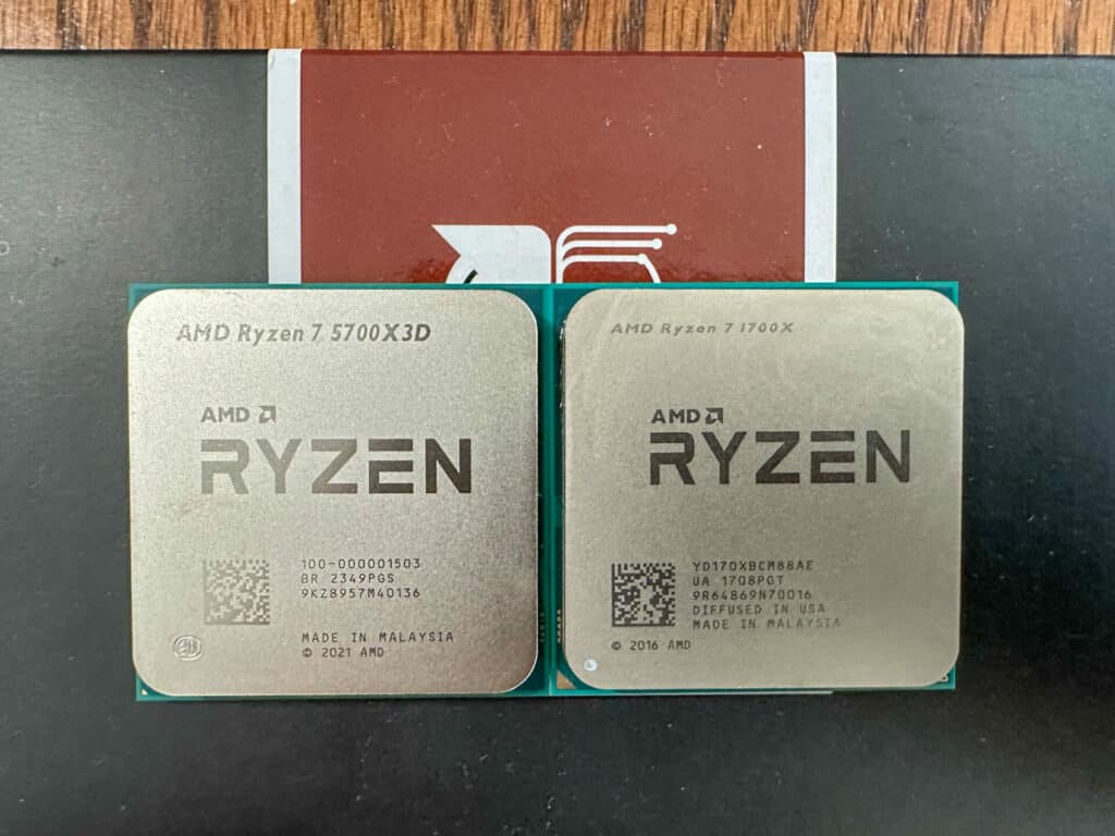 AMD 锐龙 5700x3D 并排 1700X