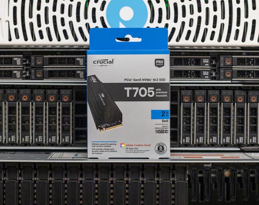 Crucial T705 PCIe Gen5 SSD with packaging