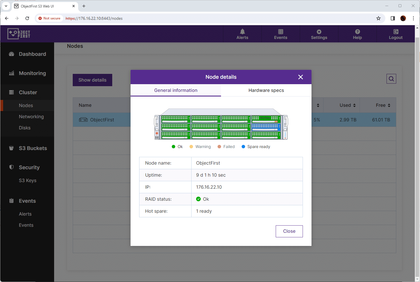 Object First Ootbi node details