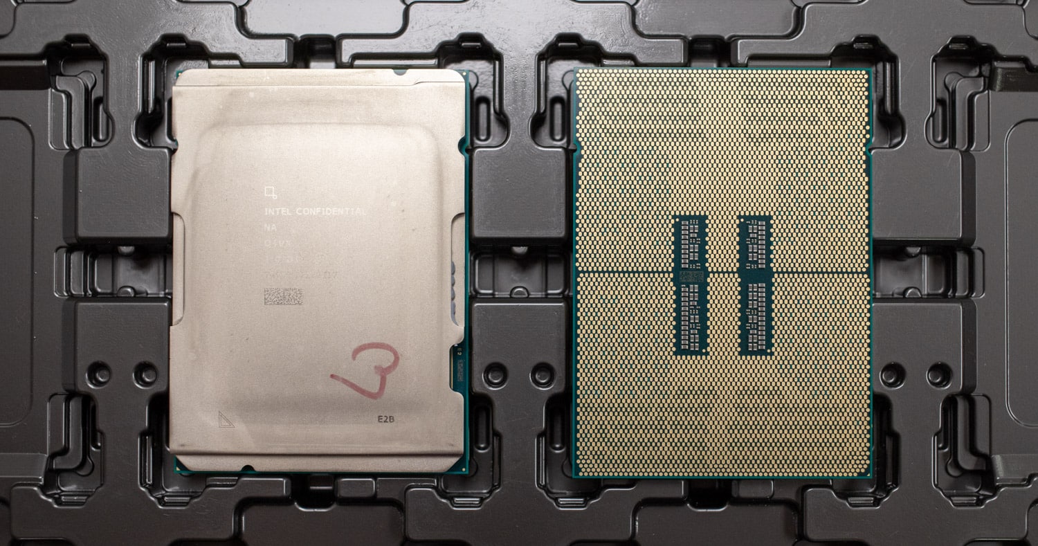 Intel Xeon 6 Sierra Forest CPU top and bottom