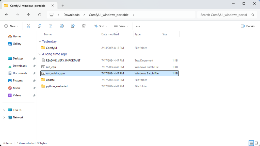 ComfyUI batch file for NVIDIA GPUs