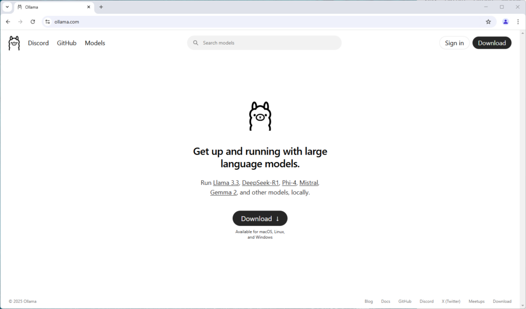 Ollama Website Screenshot