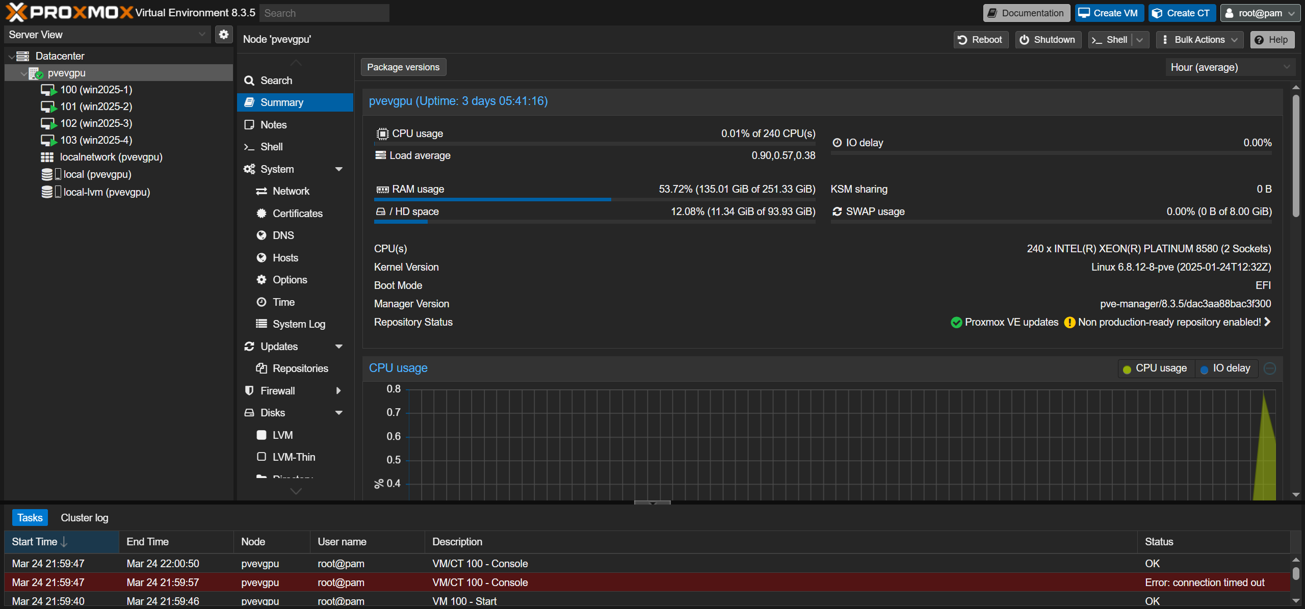 Proxmox vGPU VE Interface 1