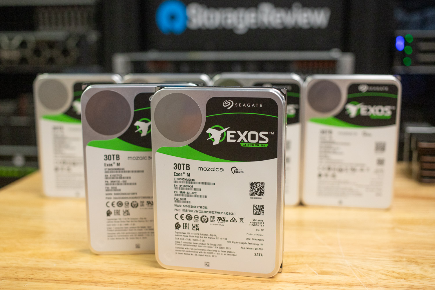 Seagate Exos M 30TB drives front view