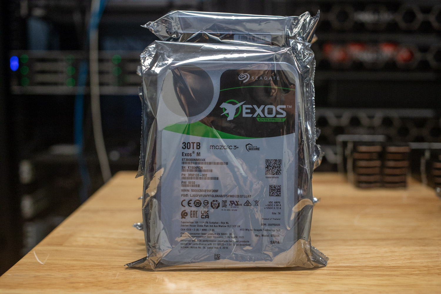 Seagate Exos M 30TB in packing anti-static bag