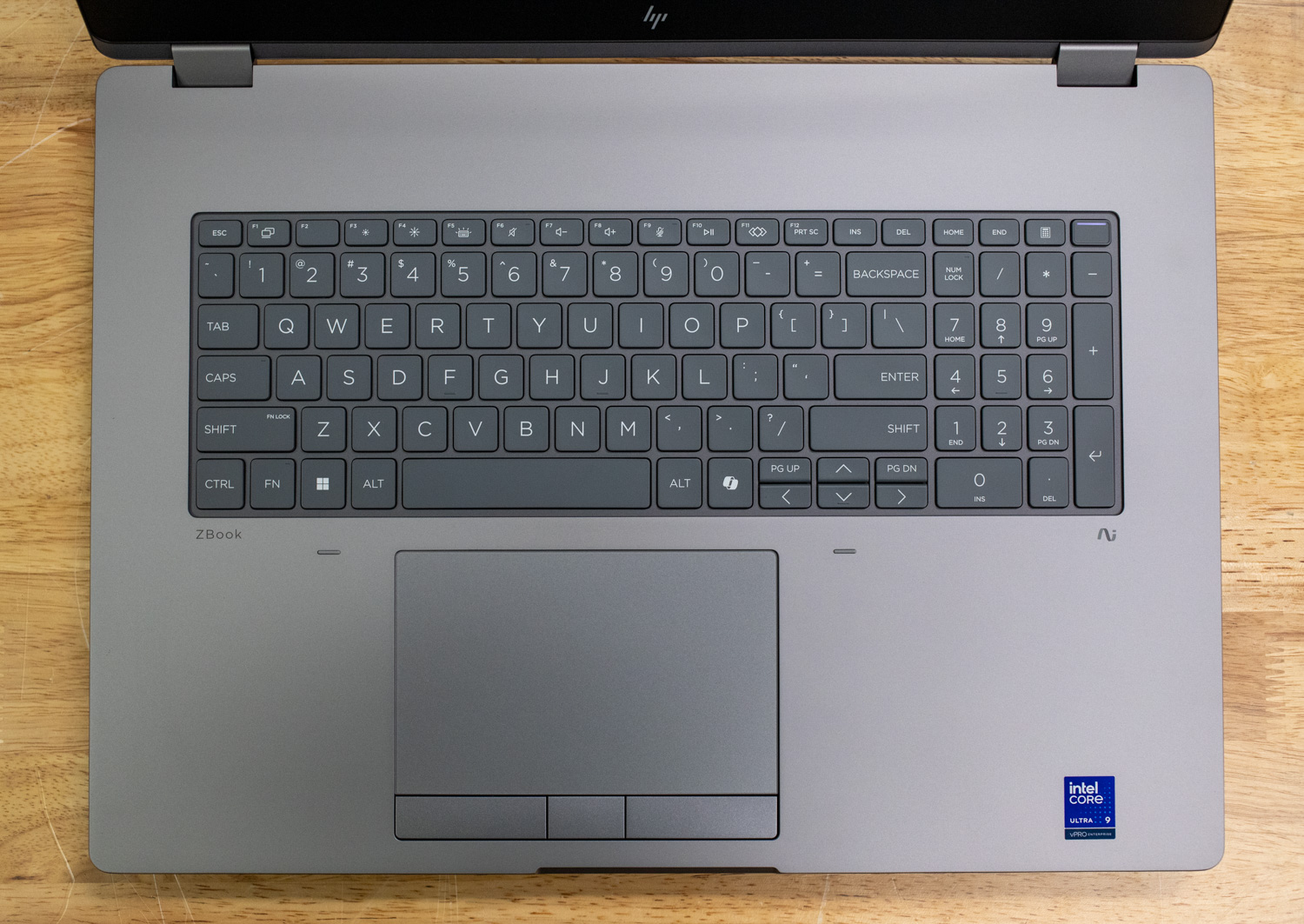 HP ZBook Fury Series 18 inch keyboard.