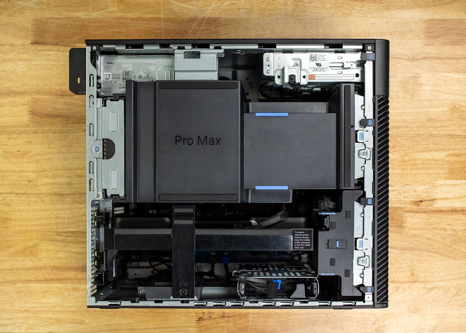 Dell Pro Max Tower T2 with inside view with shroud.