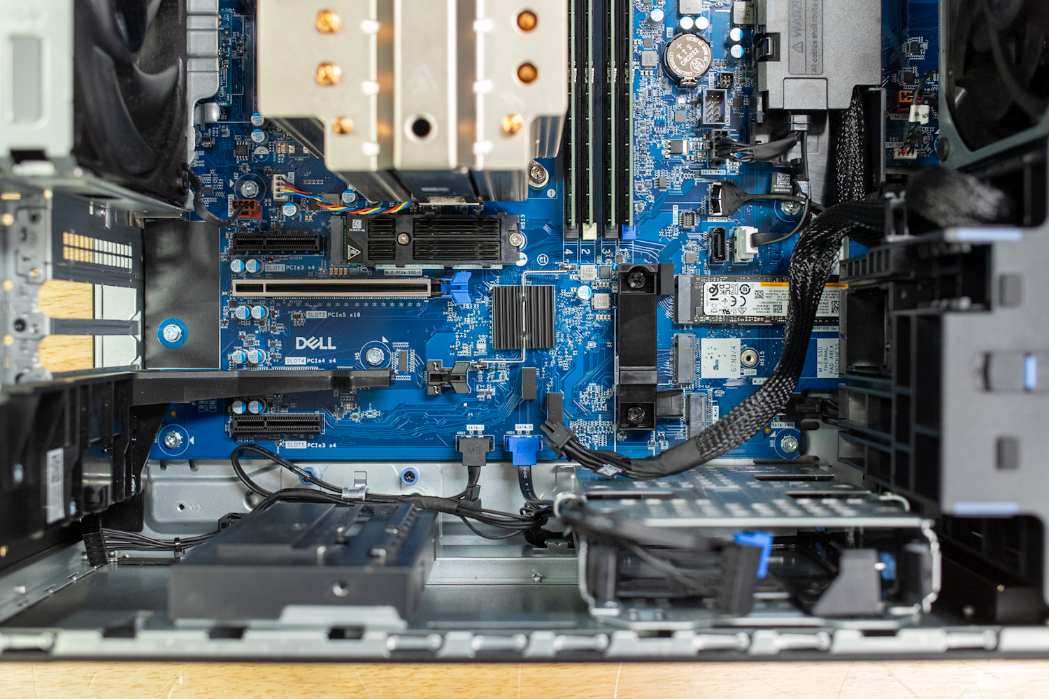 Dell Pro Max Tower T2 motherboard view.
