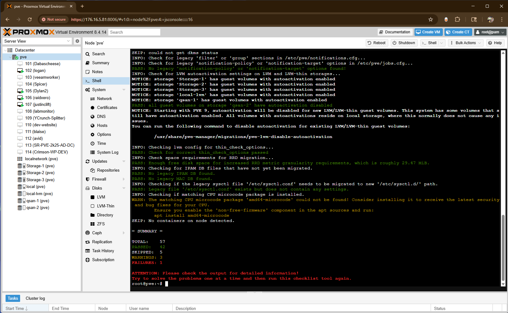 proxmox ve 8 to 9 upgrade error report