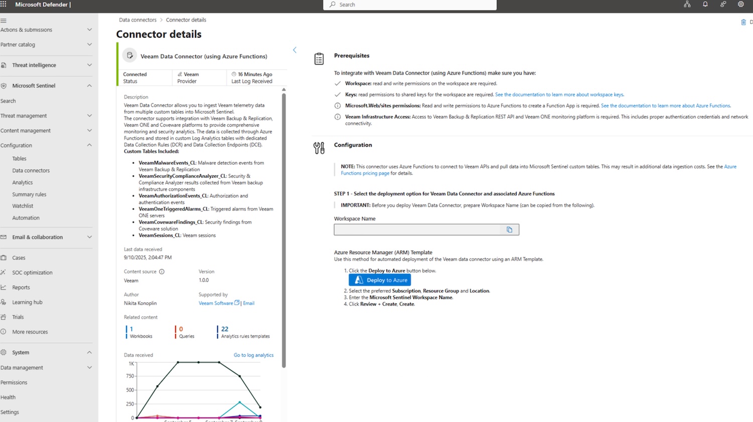 Veeam App for MS Sentinel connector