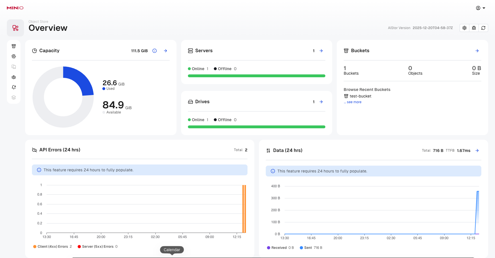 MinIO AIStor free home panel