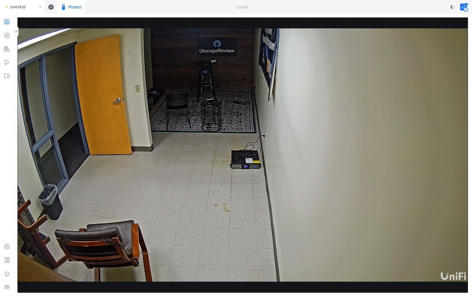 ubiquiti ai dome camera view, scary looking podcast room