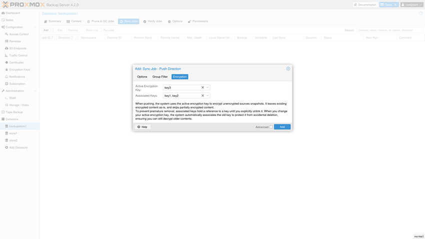 Proxmox Backup Server 4-2 Sync Job