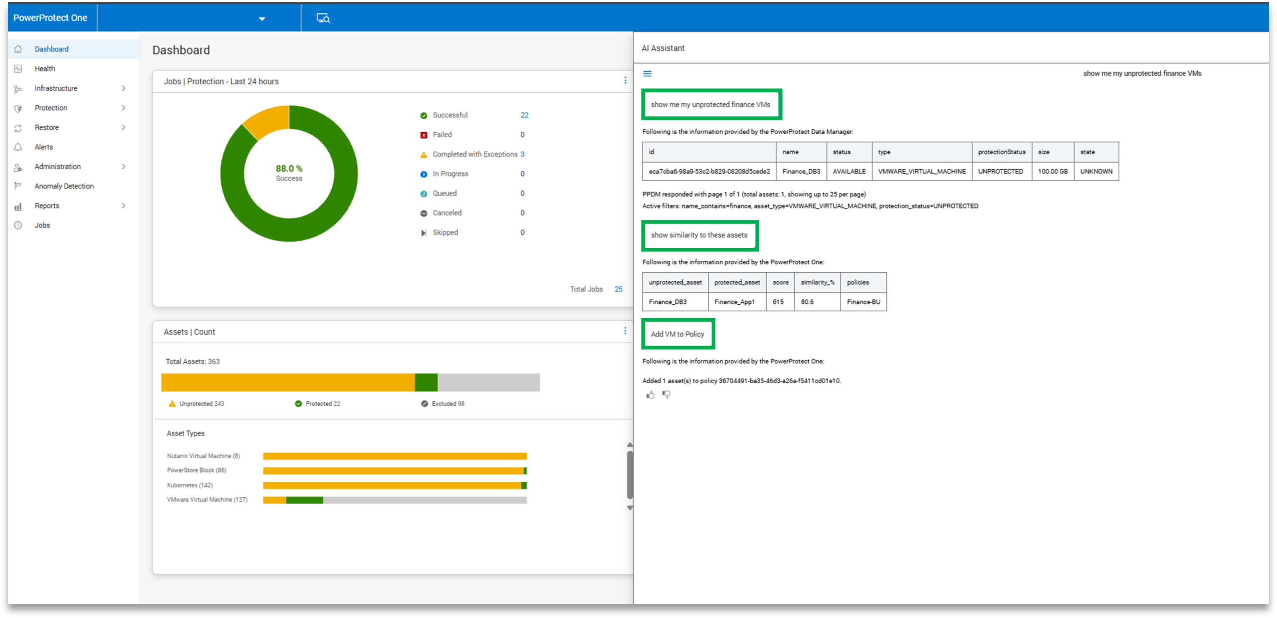 PowerProtect One AI Assistant screencap