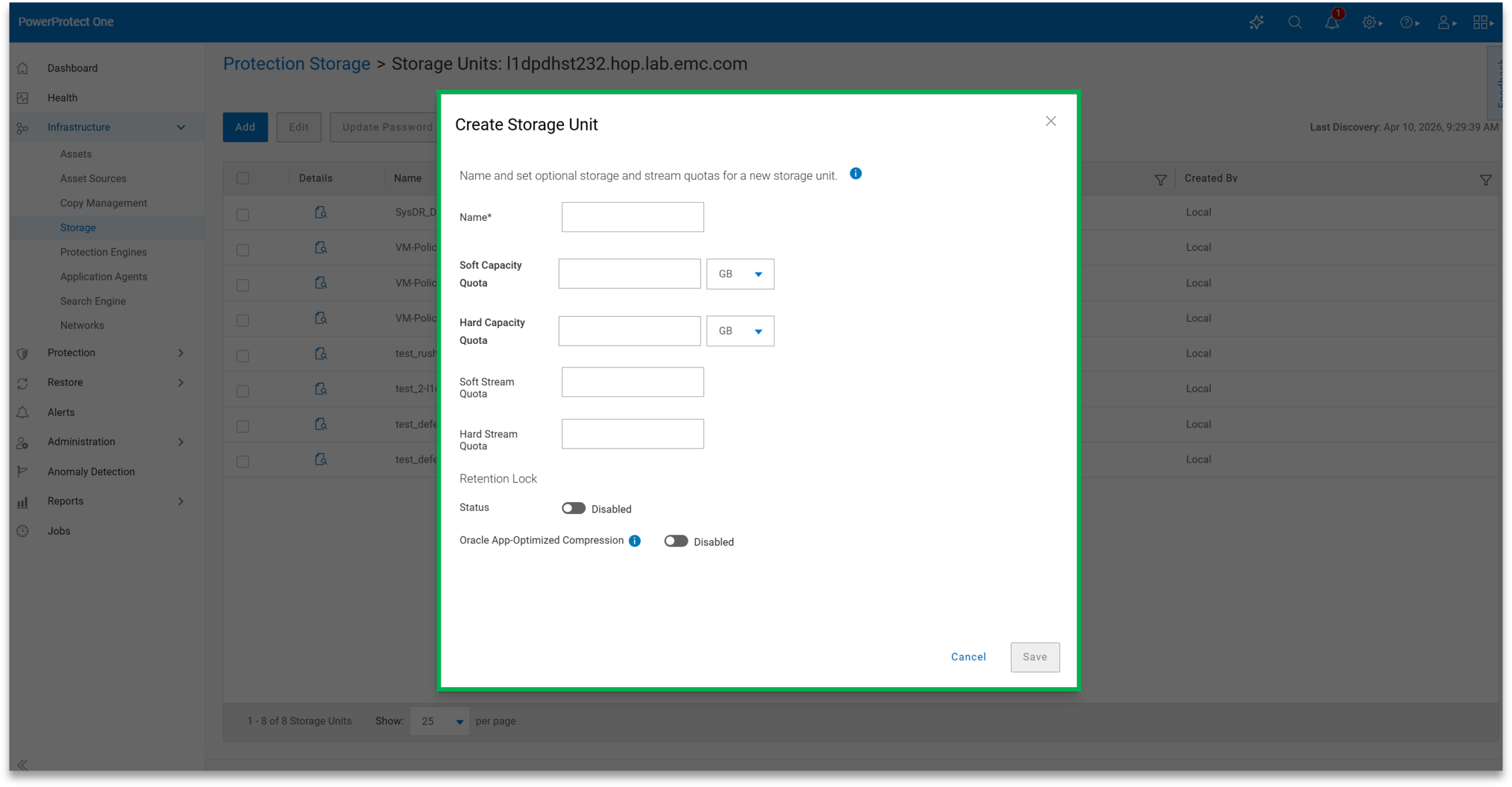 powerProtect One storage Creation screencap
