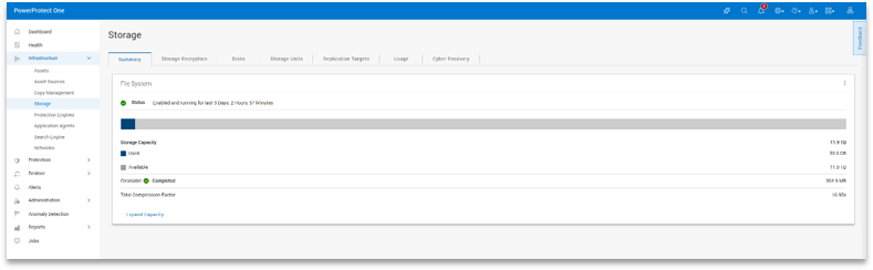 PowerProtect One Storage Usage screenshot