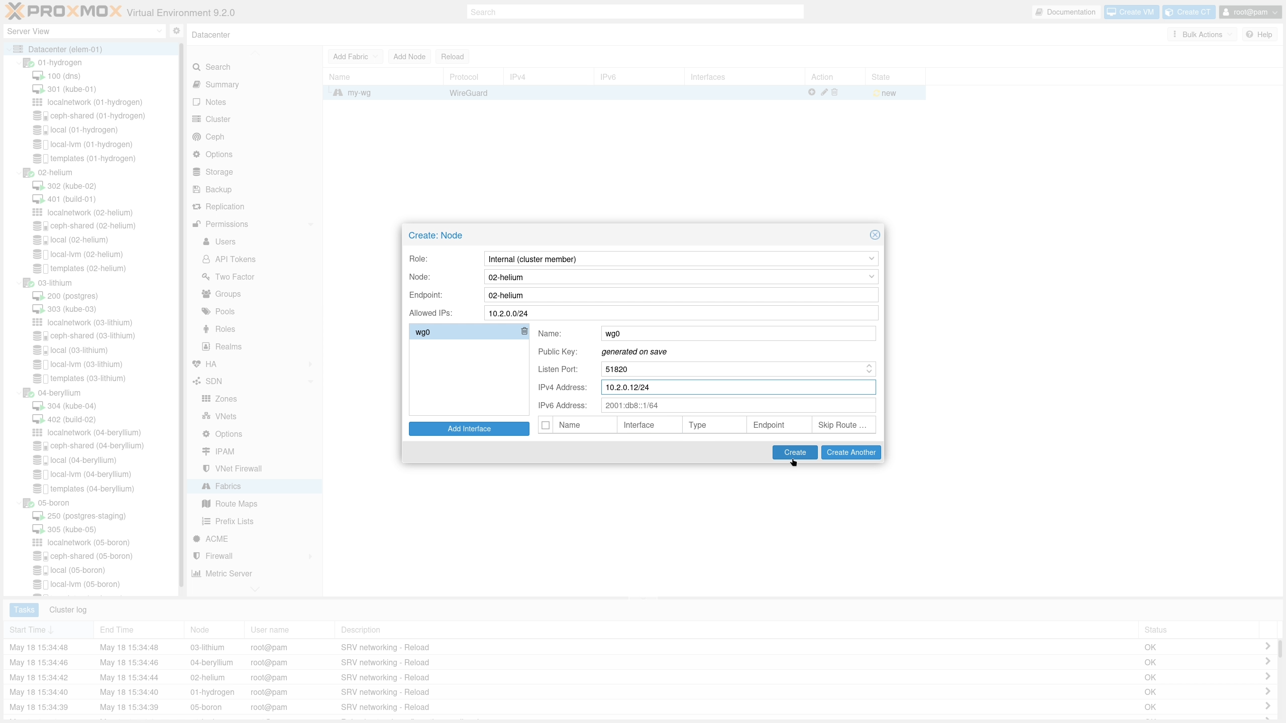 Proxmox VE 9.2 SDN WireGuard Fabrics