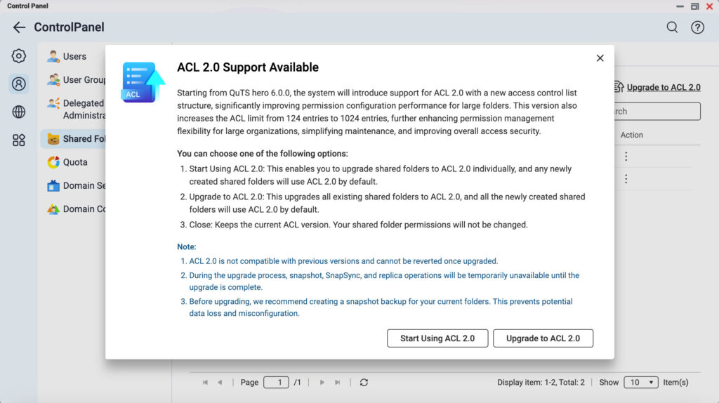 QuTS hero h6.0 ACL 2.0