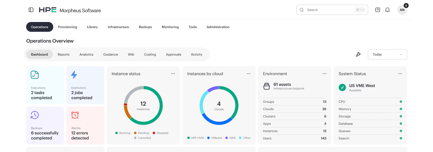 HPE morpheus software screencap