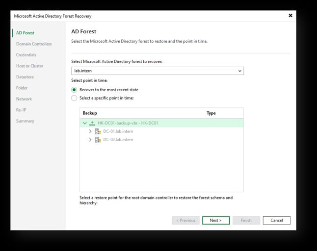 Veeam Data Platform AD Forest