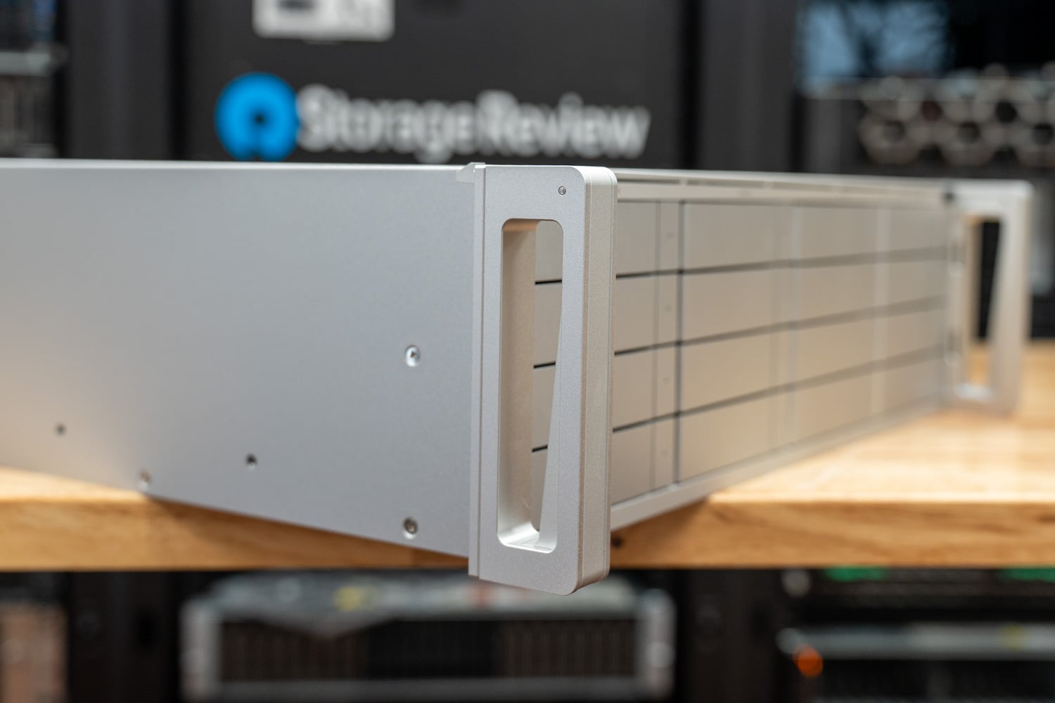 Ubiquiti Enterprise NAS rack ear handle and latch with King Slide rail mounting