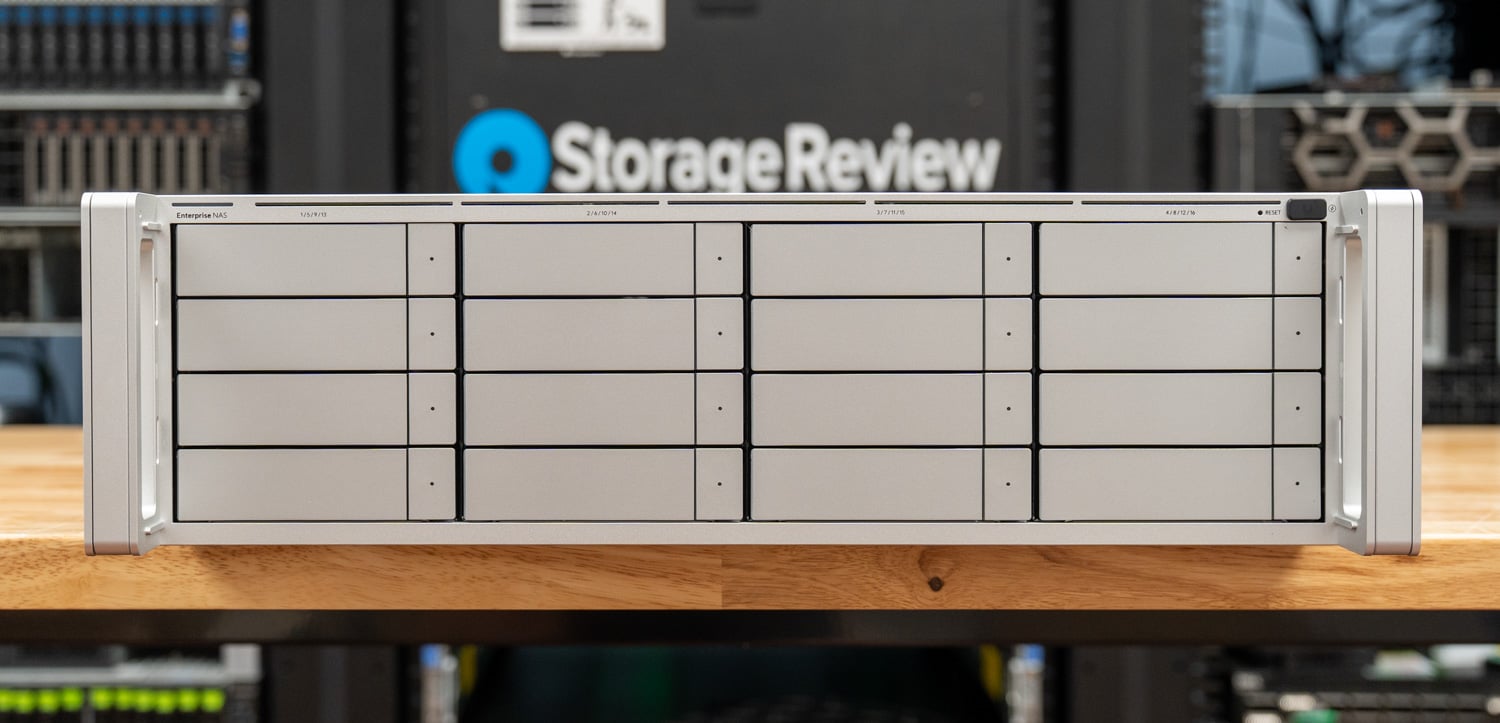 Ubiquiti Enterprise NAS drive caddies with center release button and activity lights