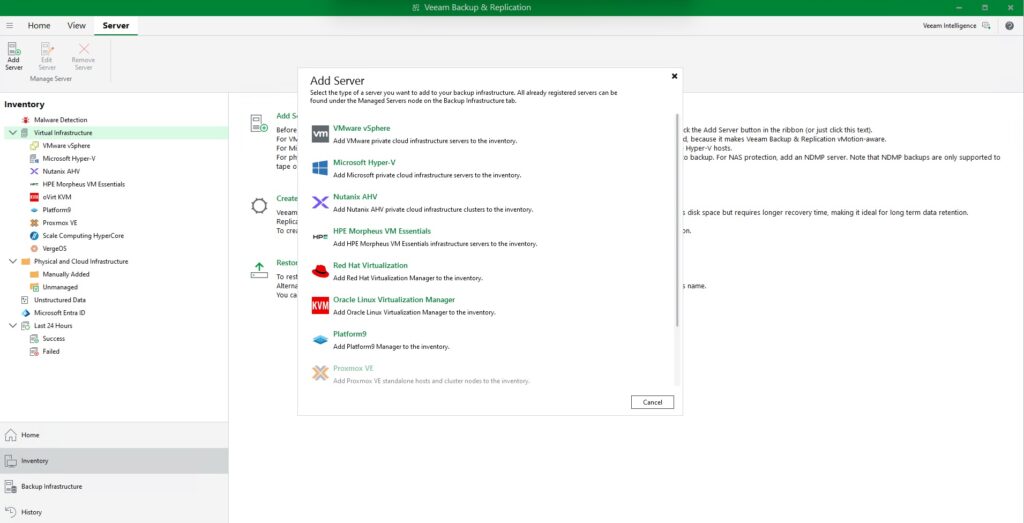 Veeam Data Platform v13.1 add server