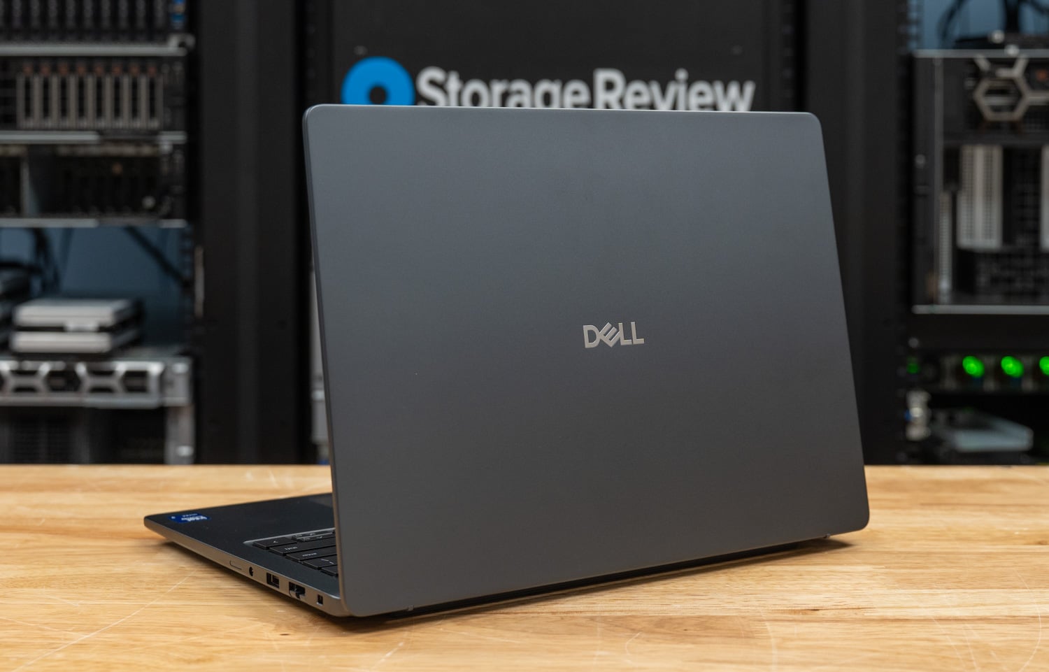 Dell Pro Precision 5 14s rear view showing aluminum lid and Dell logo
