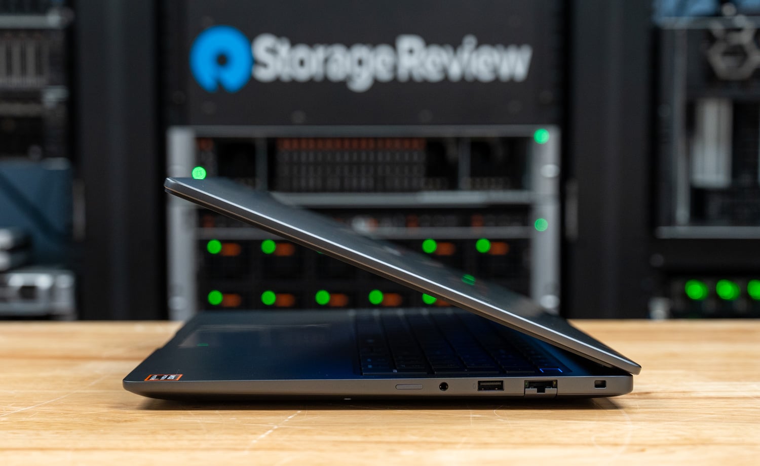 Dell Pro Precision 5 16s AMD right side ports with the display partially open