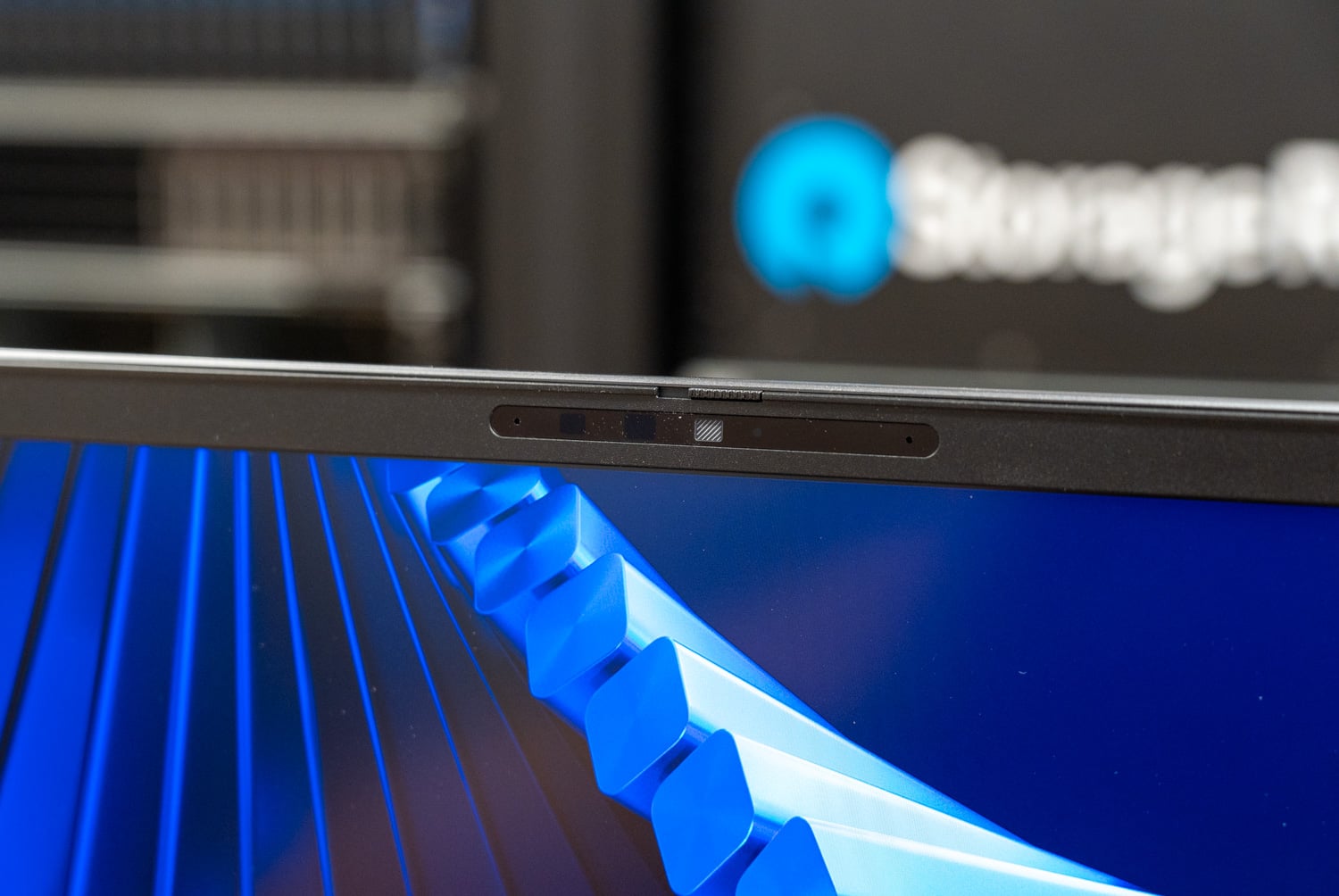 Dell Pro Precision 5 16s AMD top bezel close-up with the 8MP HDR camera and IR module