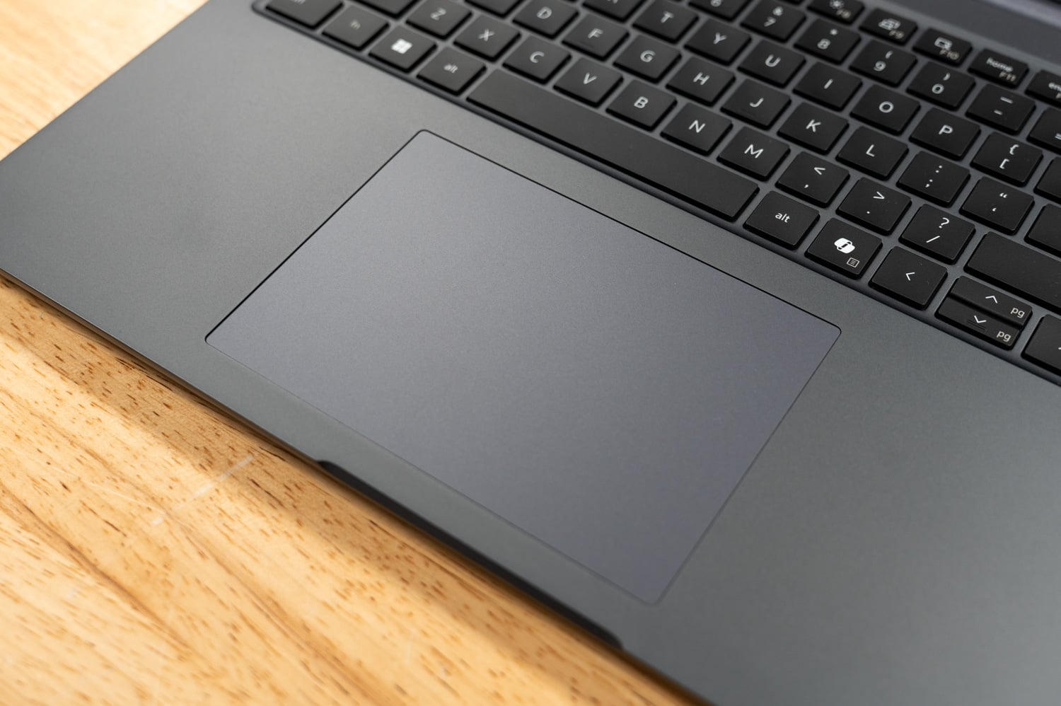 Dell Pro Precision 5 16s AMD palm rest and touchpad corner detail