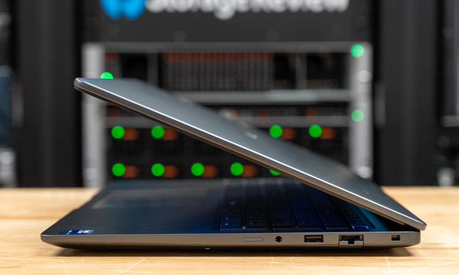 Dell Pro Precision 5 16s Intel right side ports with headphone jack, USB-A, RJ45 Ethernet, and lock slot