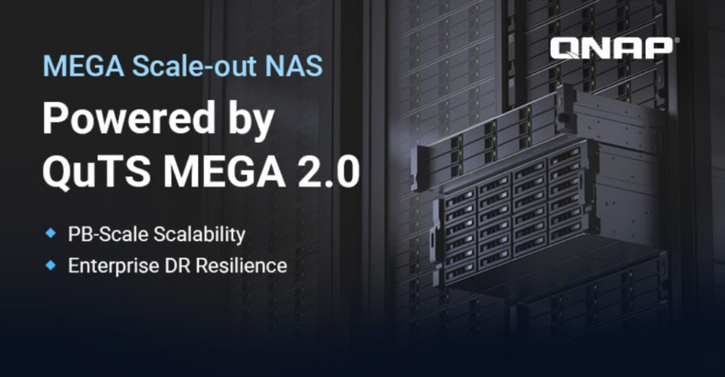QNAP QuTS MEGA 2.0 scale-out NAS operating system with snapshots and Cross-Cluster Mirroring