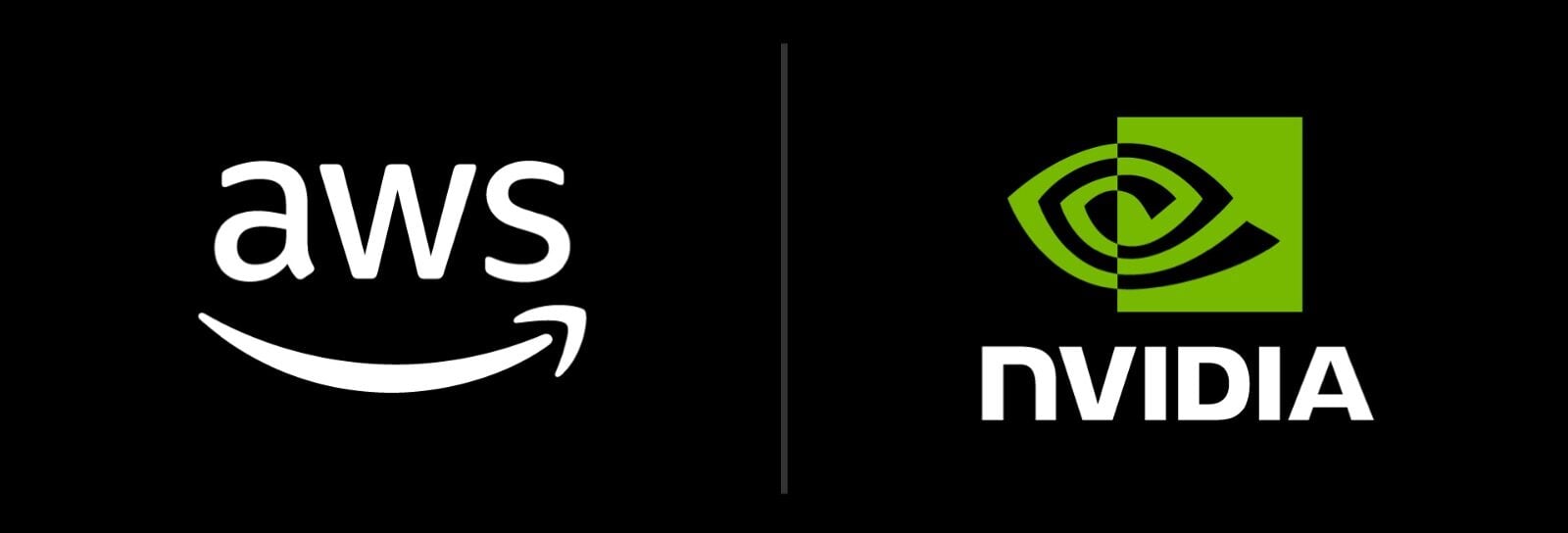 AWS와 NVIDIA 로고는 AWS 인프라에 2만 개의 GPU가 추가되는 확장된 파트너십을 나타냅니다.