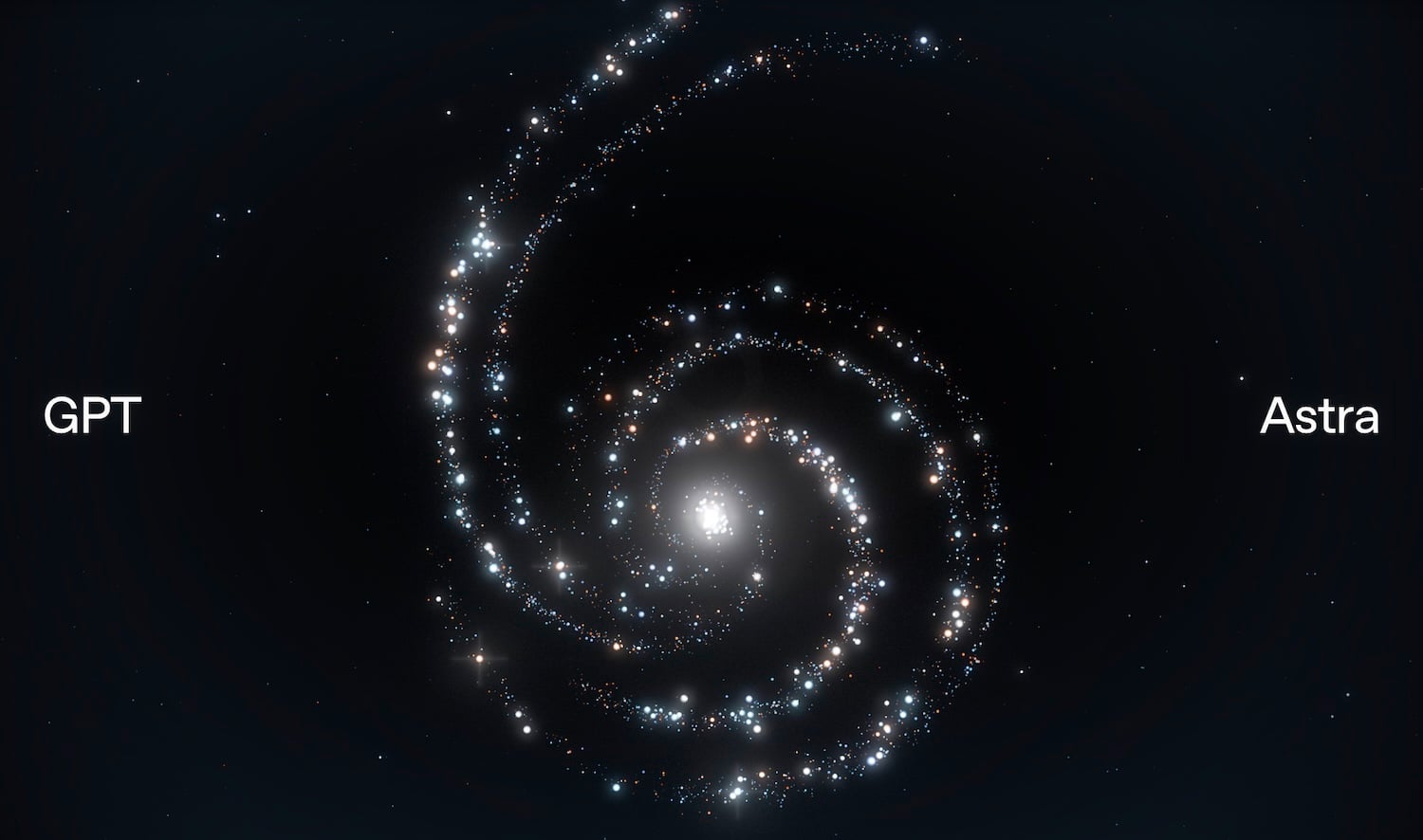 GPT-6 Astra key visual from Microsoft Foundry: a spiral galaxy of stars on black with GPT and Astra lettering