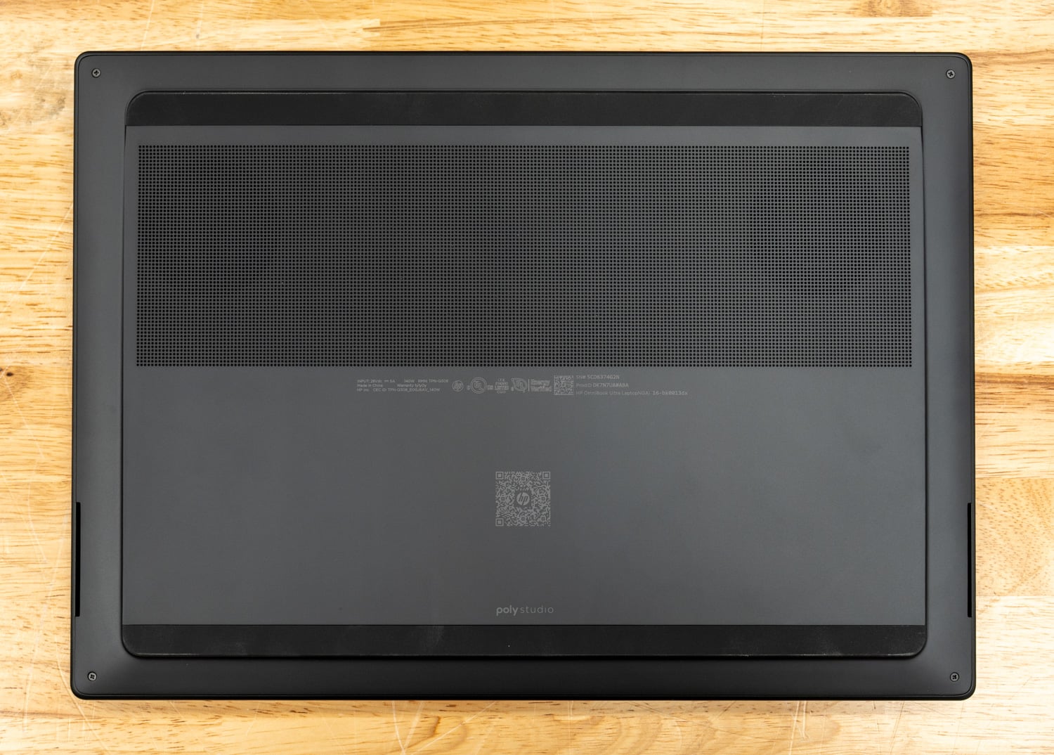 HP OmniBook Ultra 16 bottom panel with the large intake grille across the rear half