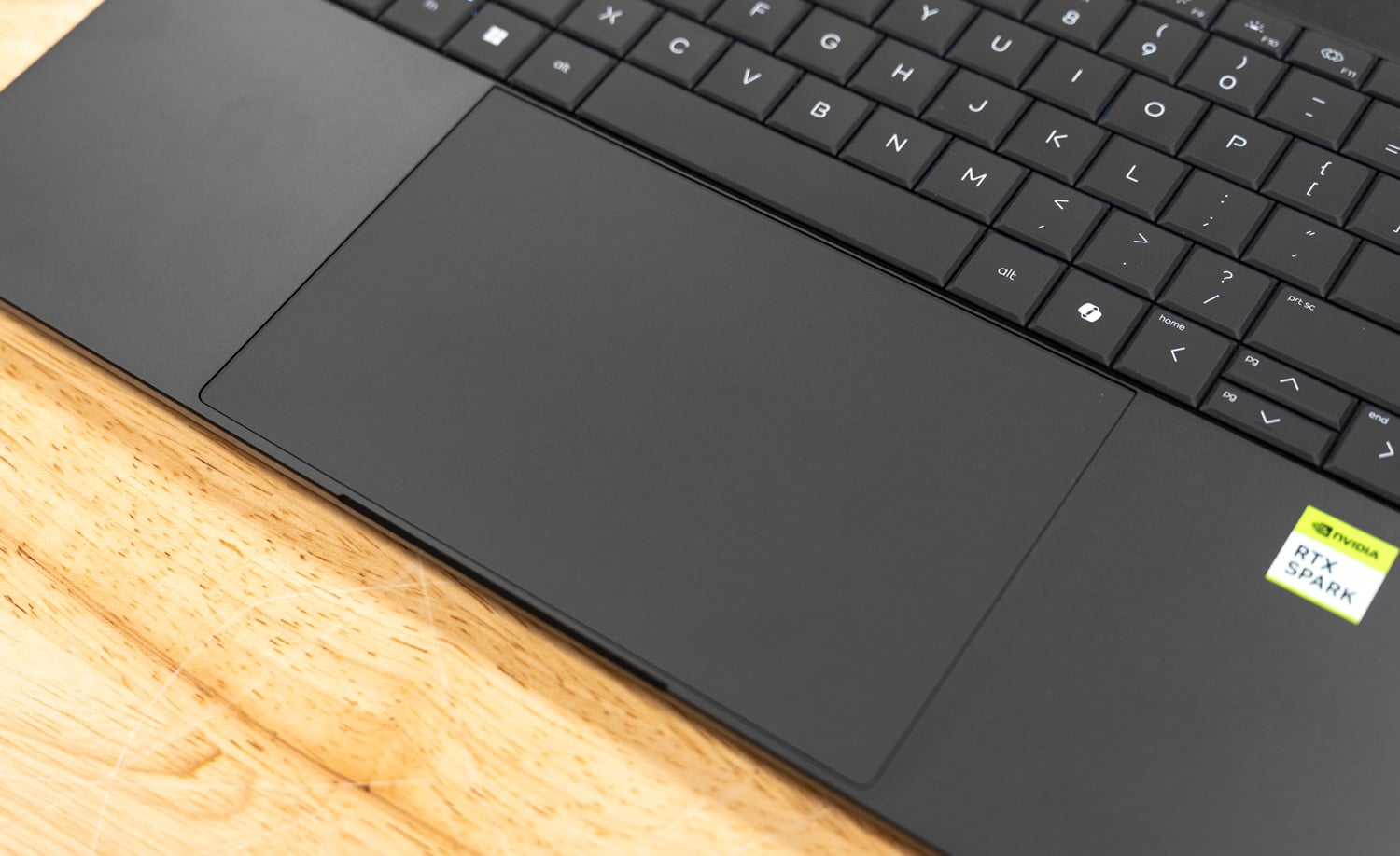 HP OmniBook Ultra 16 haptic touchpad and keyboard at an angle