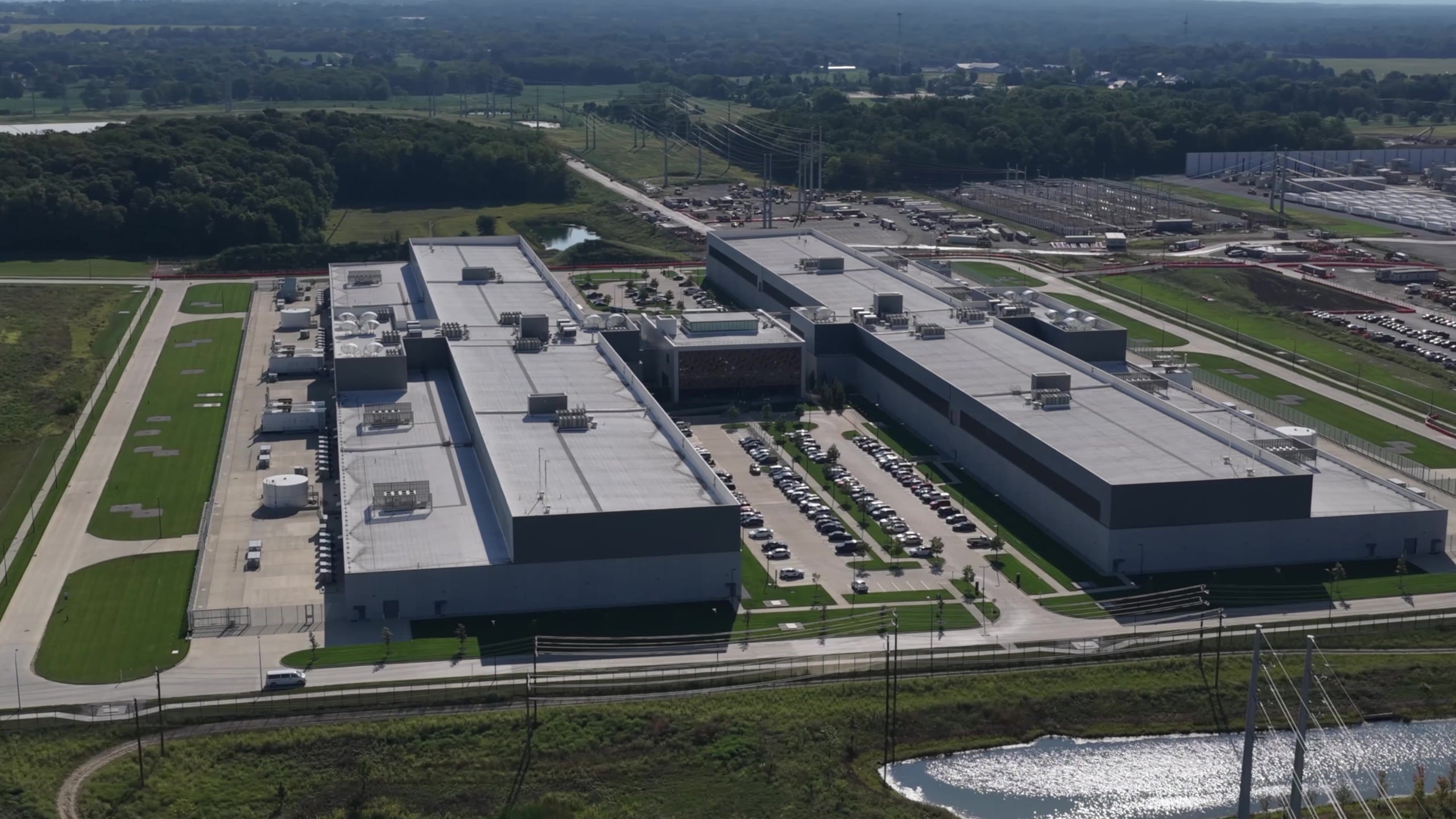 Aerial view of Meta's New Albany, Ohio data center campus that houses the Prometheus supercluster